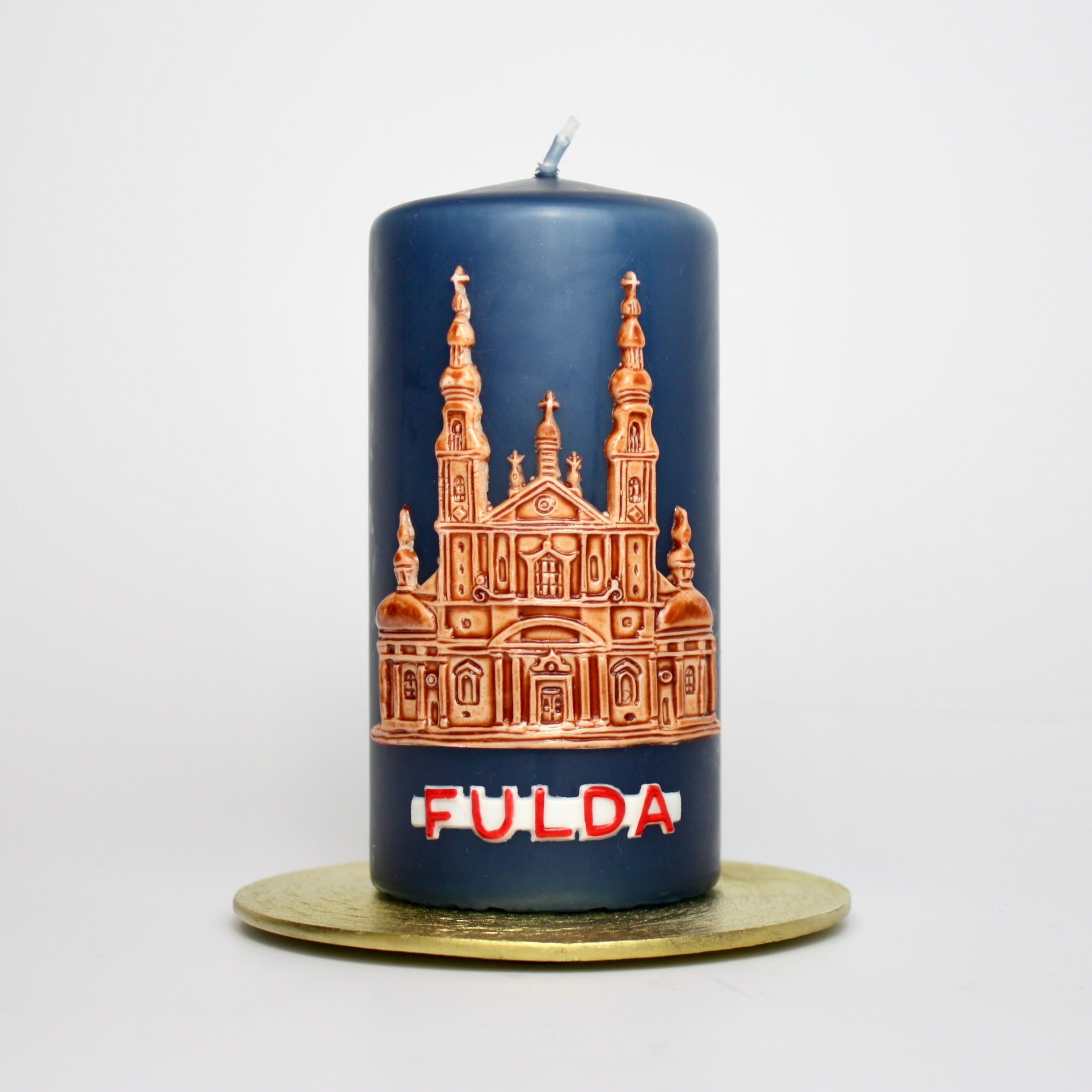 Kerze Fuldaer Dom Fuldakerze Blau mit braunem Dom Kerzen für